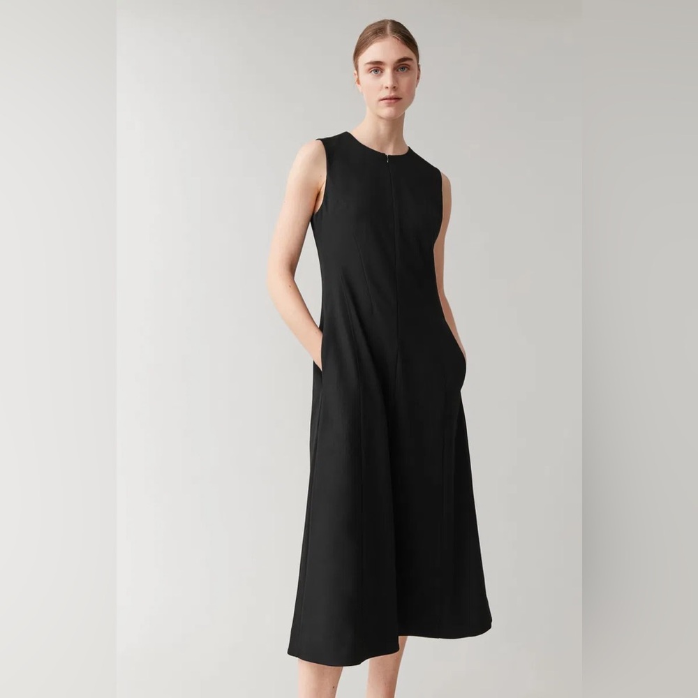 COS Black A-Line Sleeveless Midi Dress
